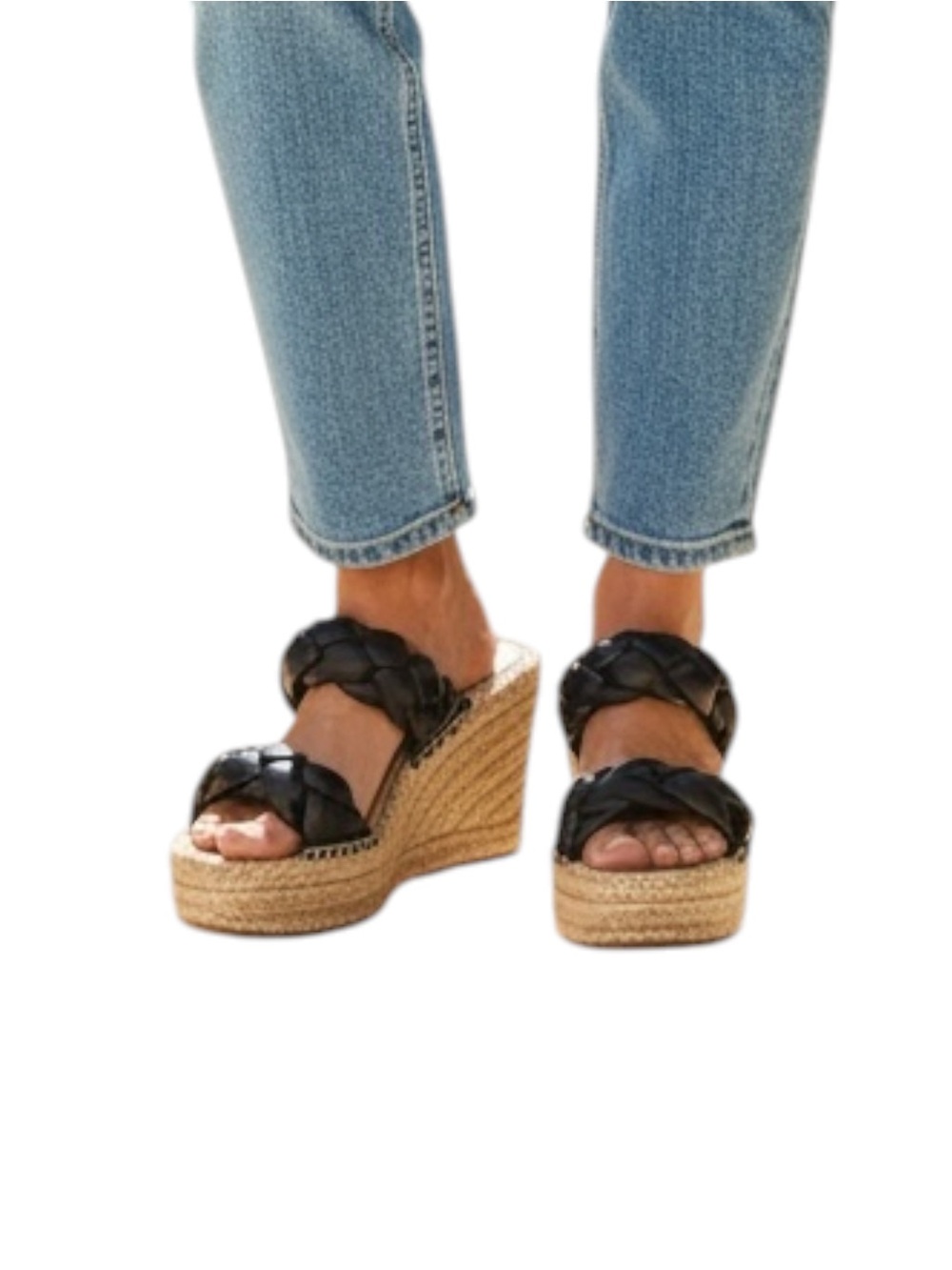 Kenneth Cole New York Olivia Braid Wedge Sandal, Brown & Black, Sz 7.5